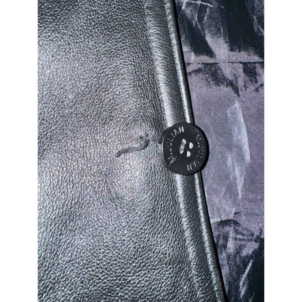 M. Julian Wilsons Mens‎ Black Leather Collared Button Front Jacket Size Large - Picture 5 of 7